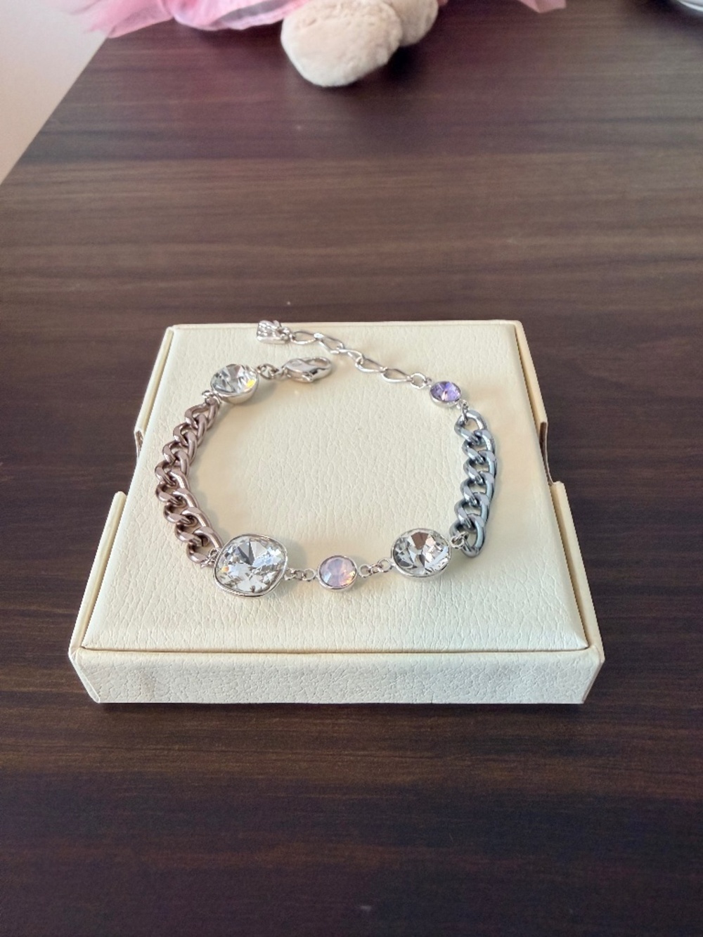Vintage Swarovski Crystal Mixed Stone Curb Chain Bracelet